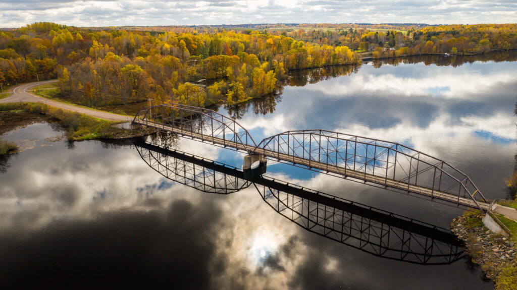 The Cobban Bridge in rural Chippewa County Wisconsin over the Chippewa River